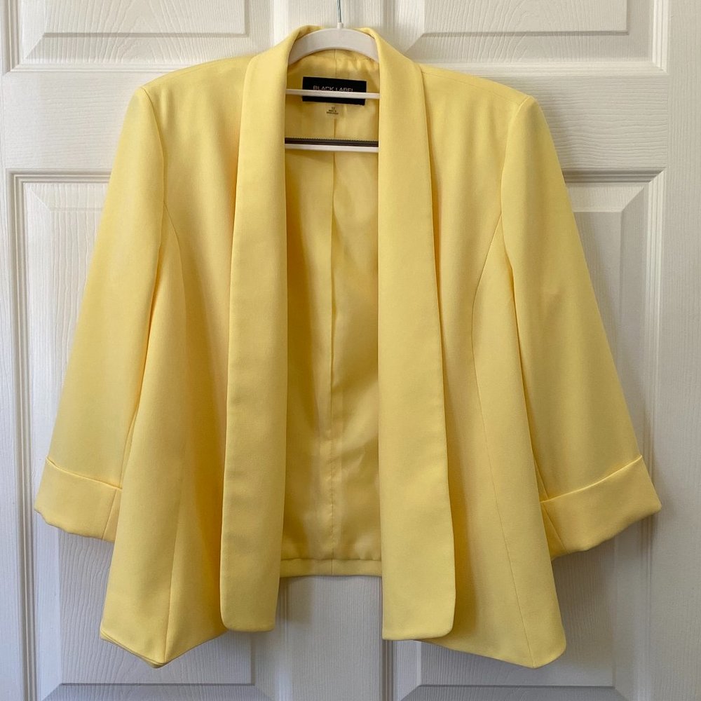Evan Picone Black Label 3/4 Sleeve Open Front Jacket Yellow Size 10
